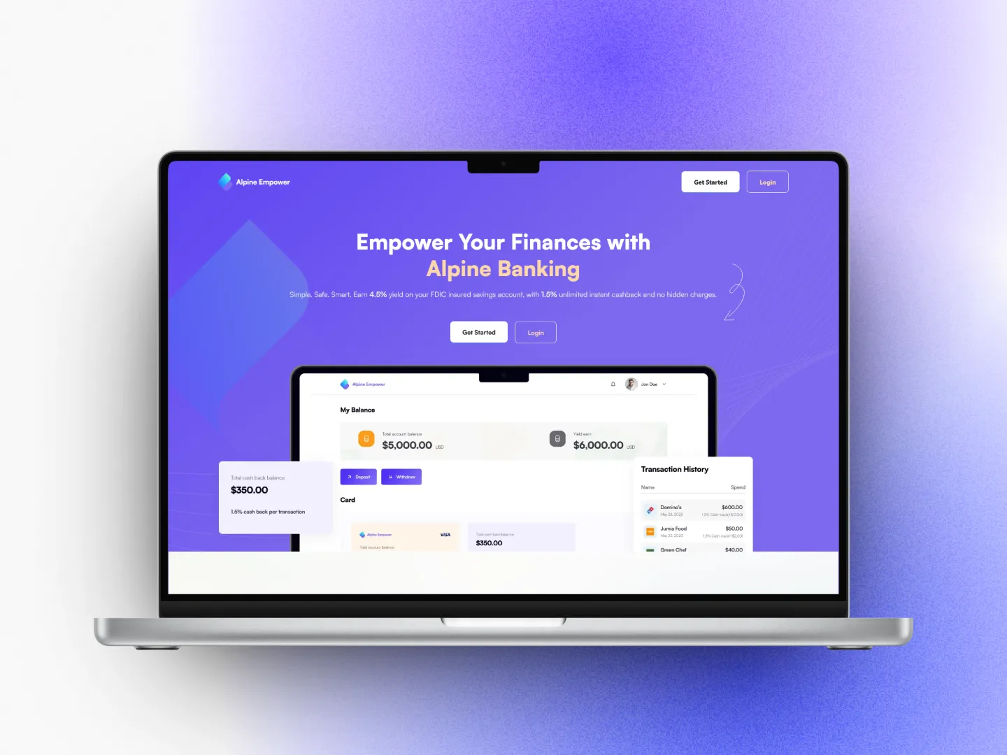 Alpine Empower – Fintech Dashboard UX Design